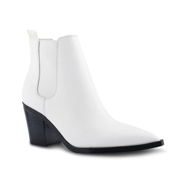 Nine West Wyllis Block Heel White Ankle Boots | Ireland 69X28-7N61